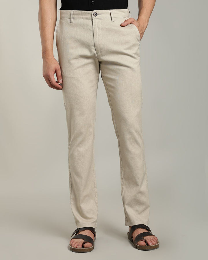 Dusty Cream - 2 way stretch - COTTON LINEN PANT