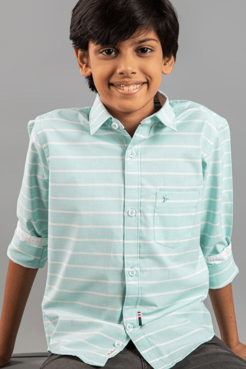 KIDS - Aqua Blue Stripes-Stain Proof Shirt
