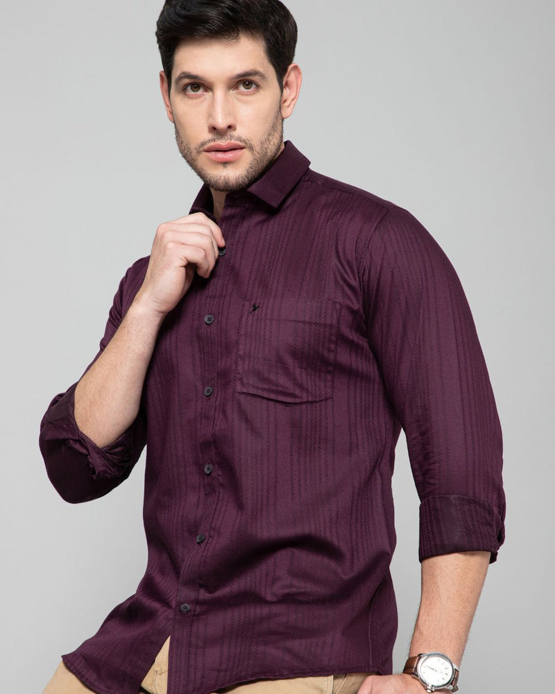 Dark Wine Self Design - Full-Stain Proof
