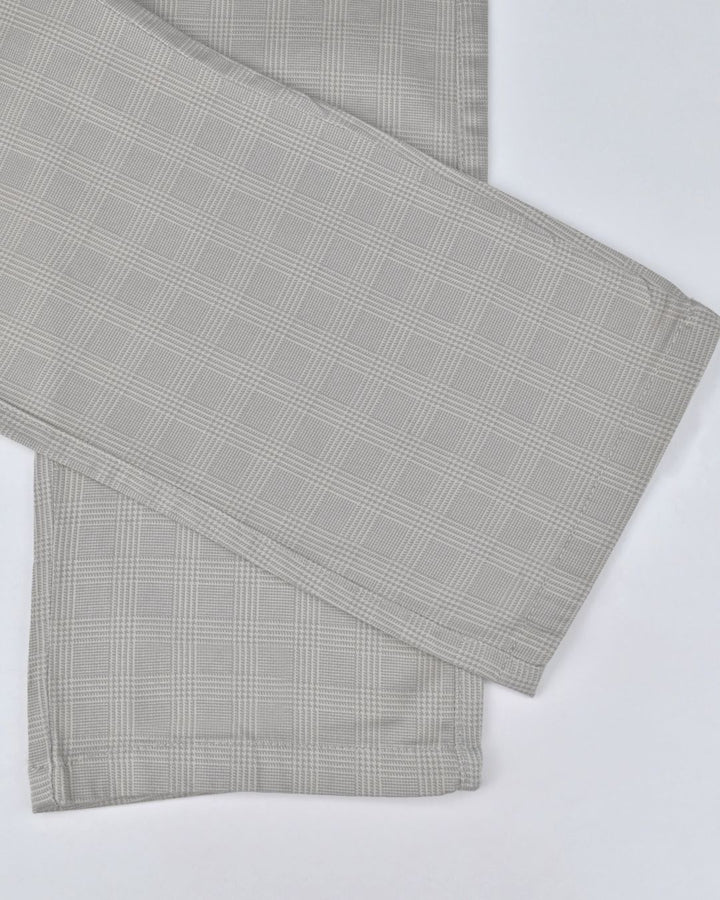 Dusty Cream Multi Line Checks - 2 way stretch - COTTON PANT