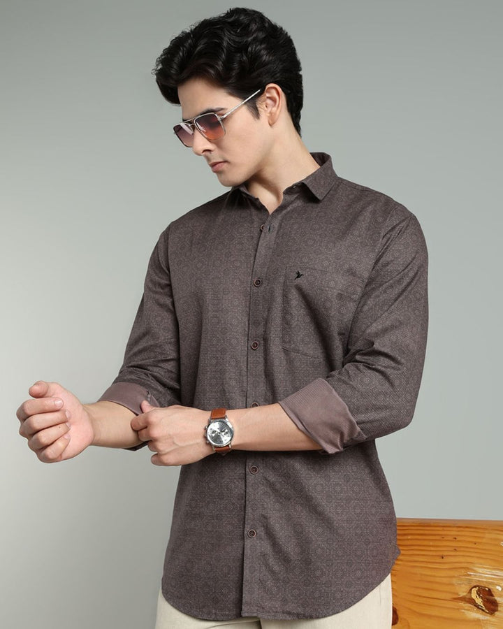 Taupe Brown Floral Print -Full-Stain Proof