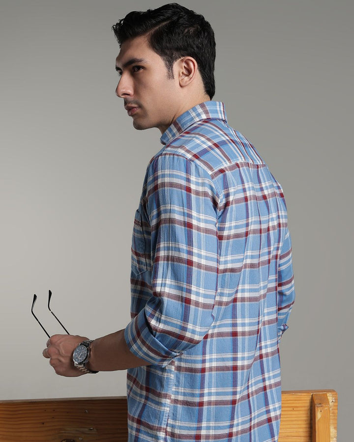 Sky Blue & Red Line Checks - Full-Stain Proof