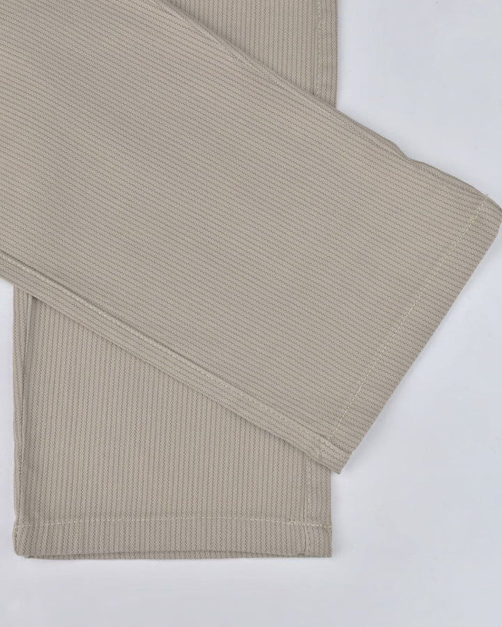 Cream Seismic Wave Printed - 2 way stretch - COTTON PANT