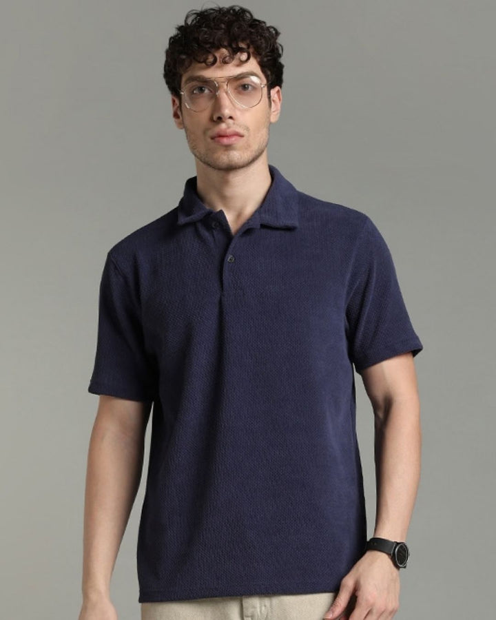 Metal Blue Pop Textured - Polo Tshirt