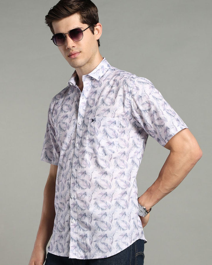 Autumn Grey Leaf Print -Half-Stain Proof