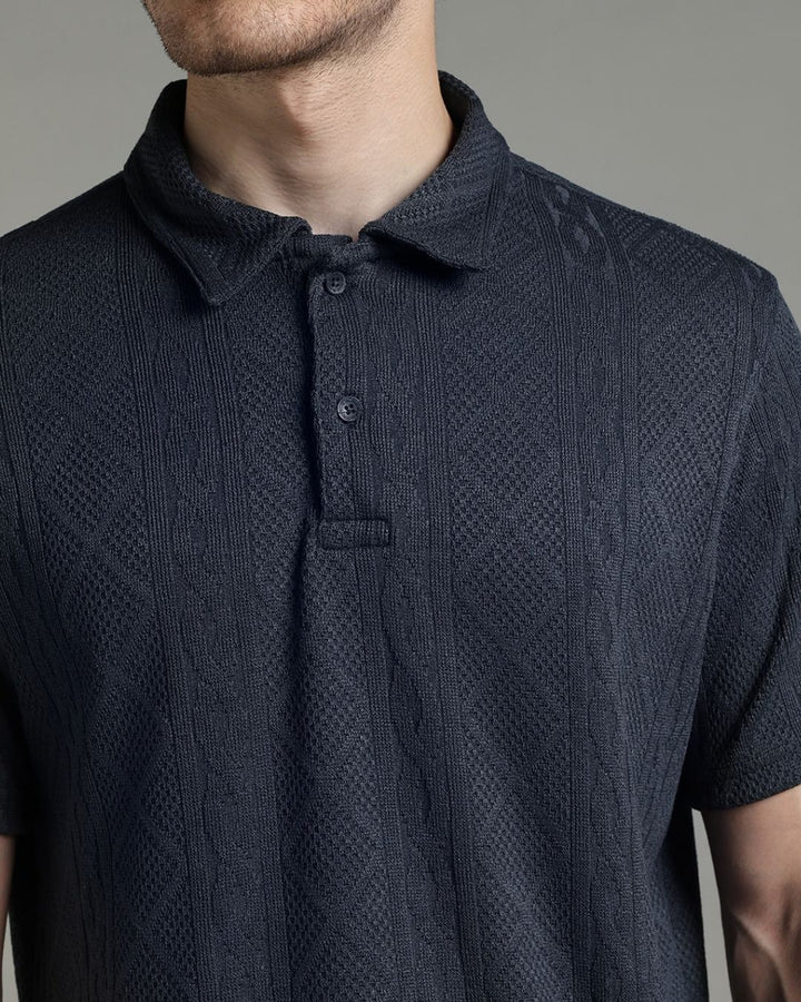 Navy Infinity Textured - Polo Tshirt