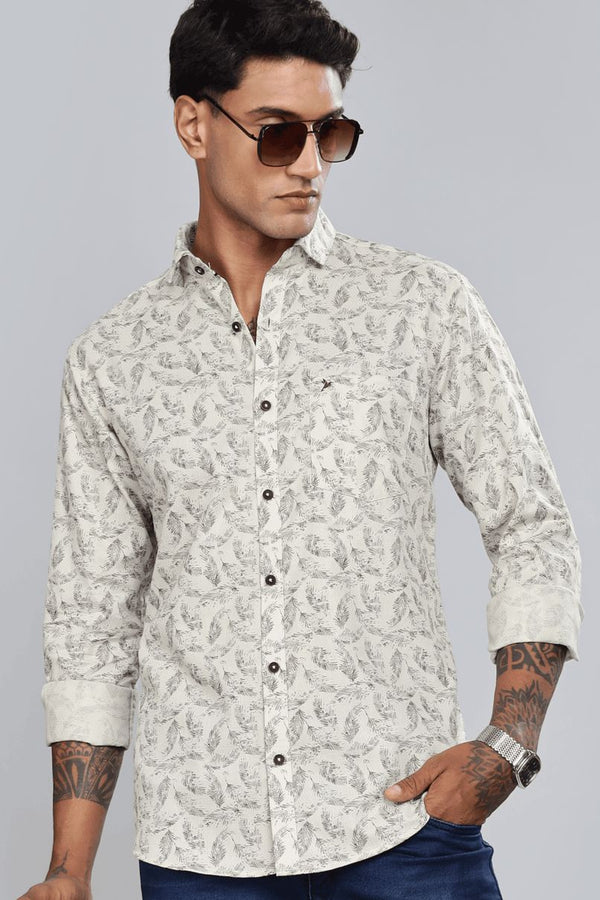 Stylish Beige Feather Print -Full-Stain Proof