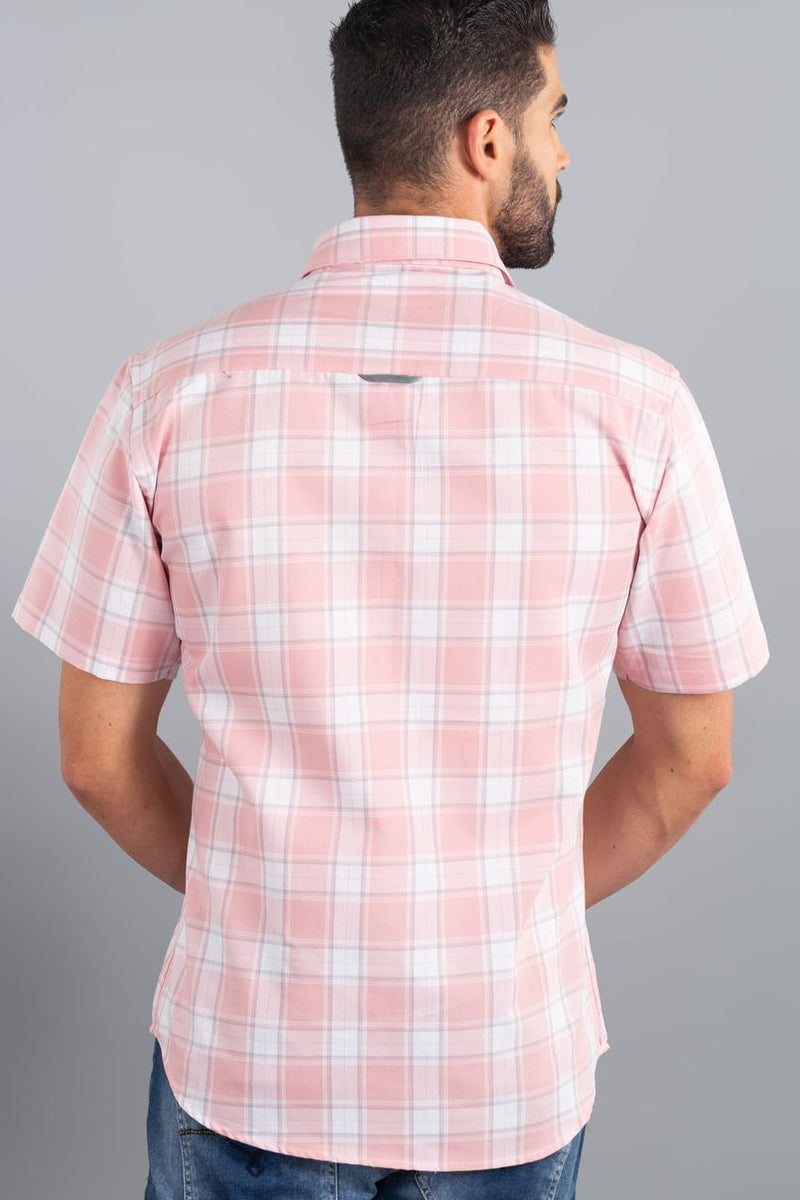 Pink and White Checks - Half Sleeve - Stain Proof