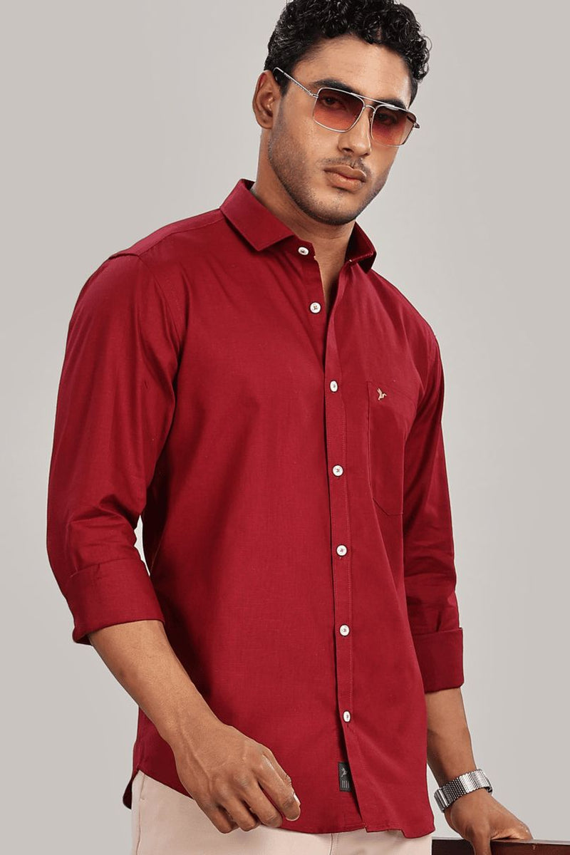 Cherry Red Cotton Linen-Full-Stain Proof