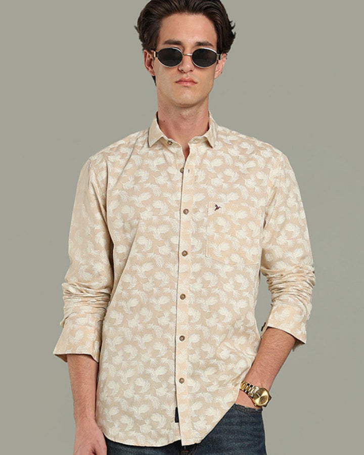 Sandal Cream Leaf Print - Full-Stain Proof