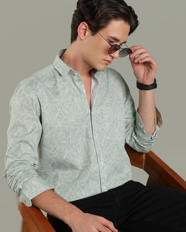 Green Leafy Print-Full-Stain Proof