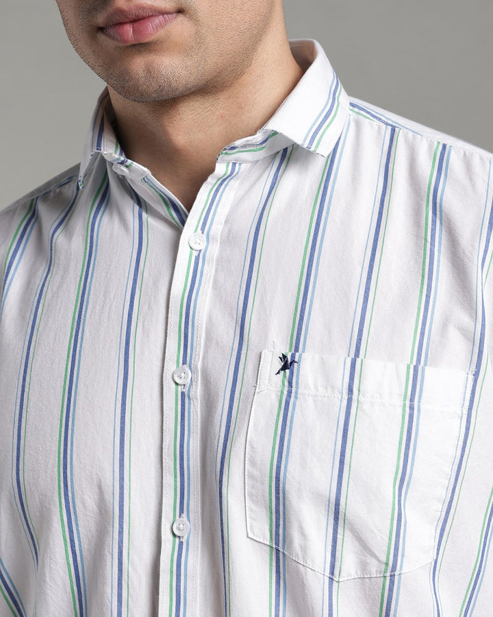 White Triple Colour Stripes - Full-Stain Proof