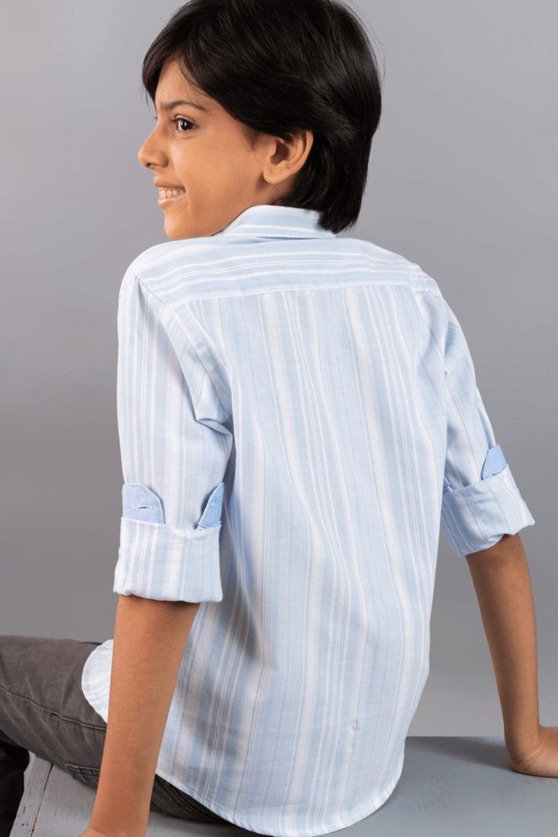 KIDS - Blue Vertical Stripes-Stain Proof Shirt