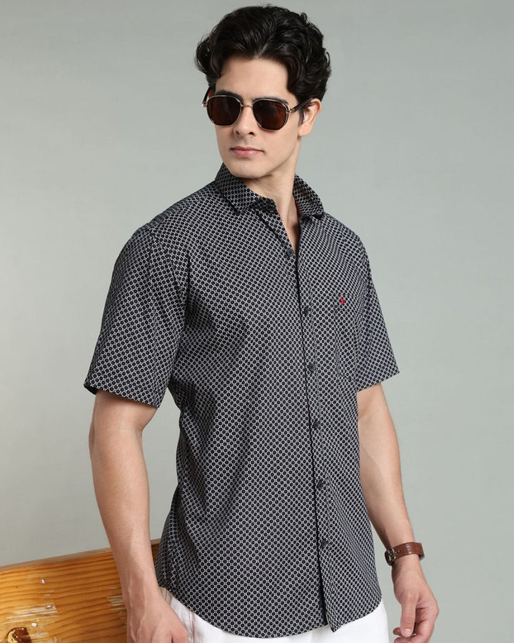 Black Round Print -Half-Stain Proof