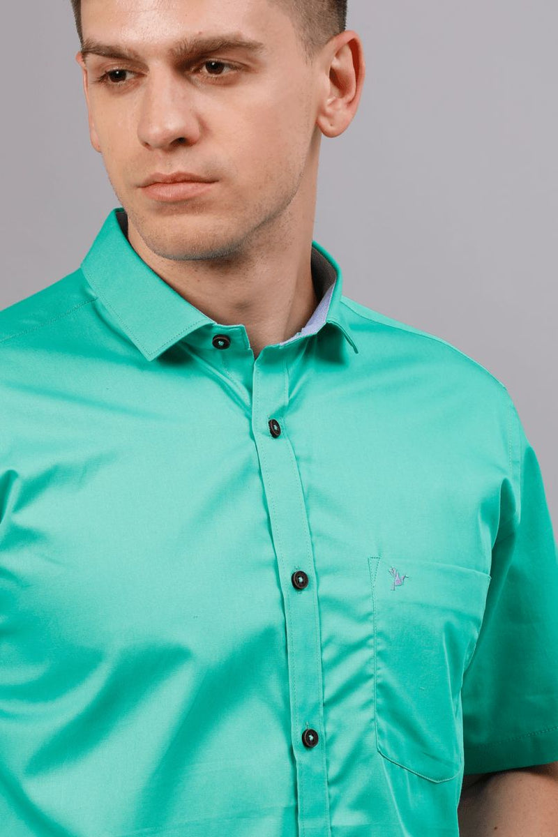 Turquoise Green Solid - Half Sleeve - Stain Proof