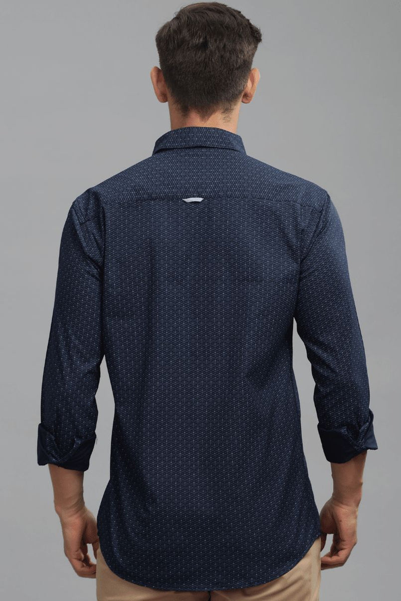 Navy Multi Dimension Print -Full-Stain Proof