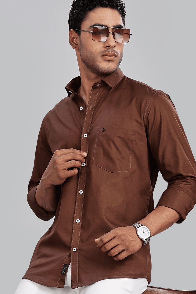 Caramel Brown Cotton Linen-Full-Stain Proof