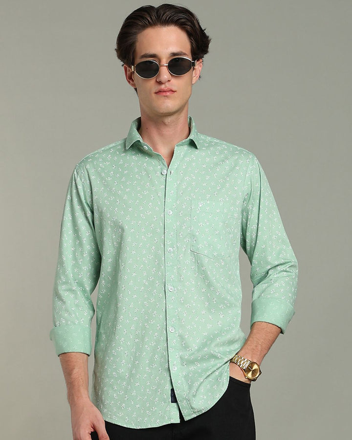 Mint Green Flower Print - Full-Stain Proof