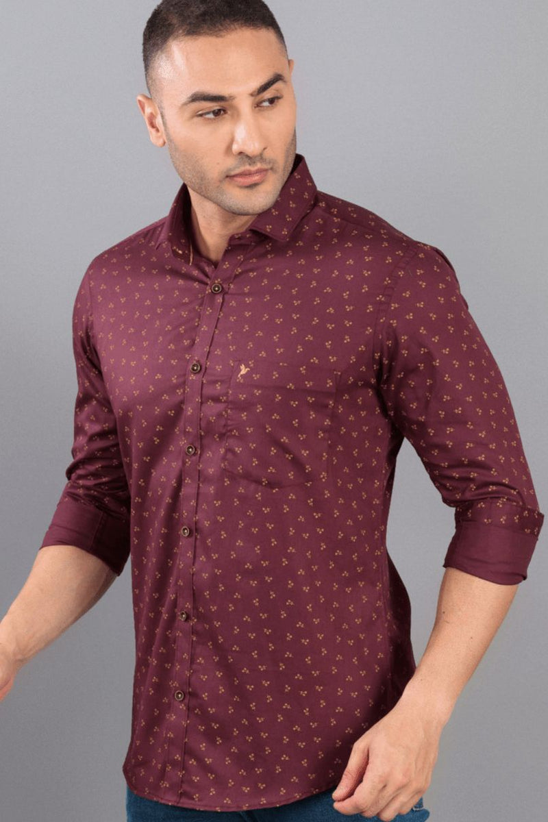 Maroon Leaf Print-Full-Stain Proof