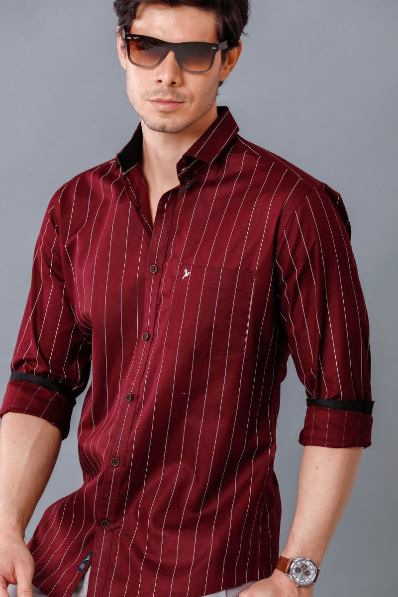 Maroon Vertical Stripes - Full-Stain Proof