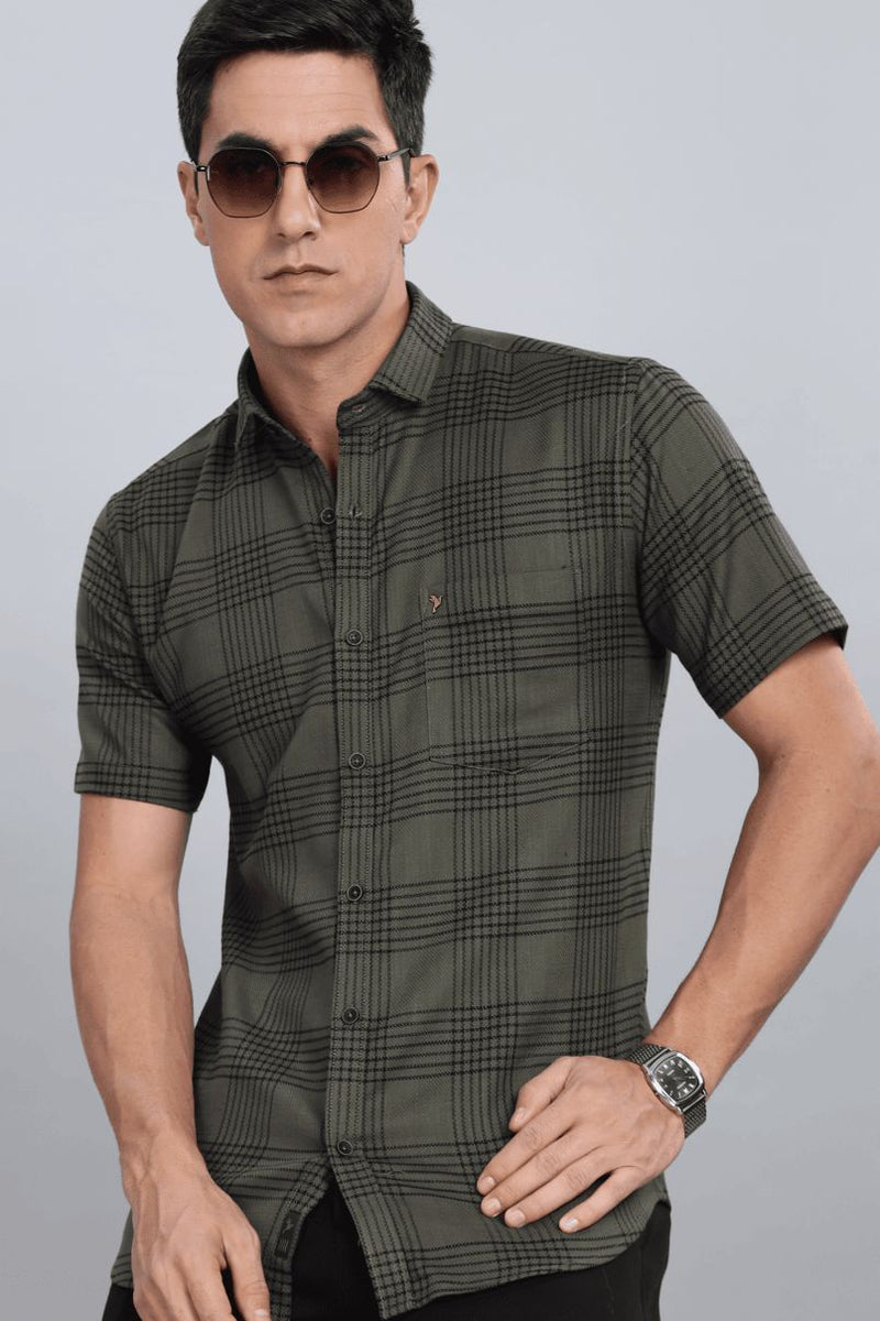 Rugged Green Checks - Half Sleeve - Stain Proof