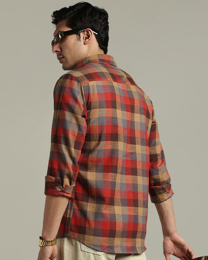 Rust Brown & Grey Checks - Full-Stain Proof