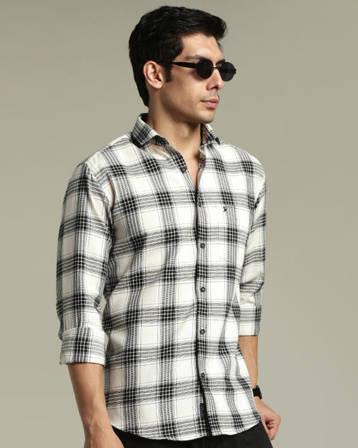 White Multi Line Checks - Full-Stain Proof
