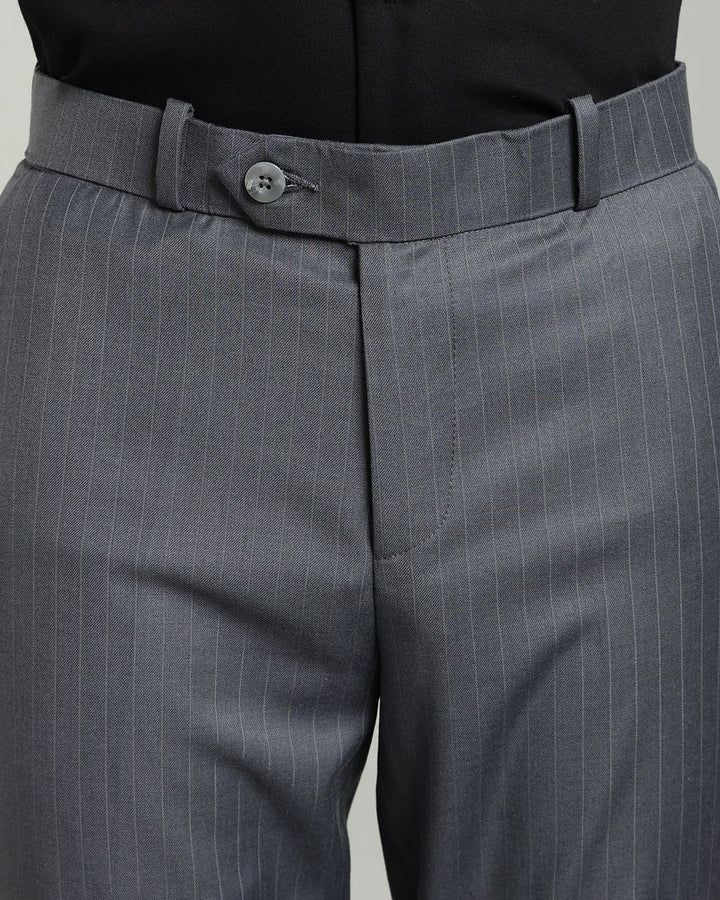 Dark Ash Grey Mini Stripes - Wrinkle free Formal Pant