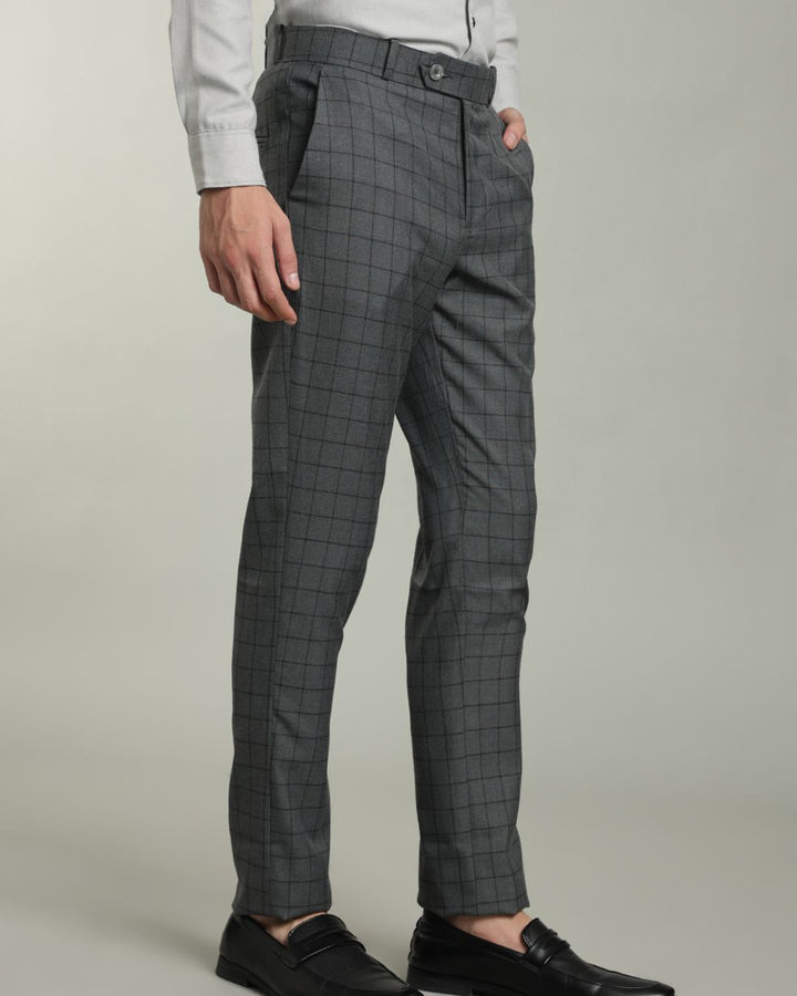 Slate Grey Box Checks - Wrinkle free Formal Pant