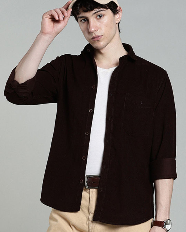 Dark Brown -Full-Corduroy Shirt