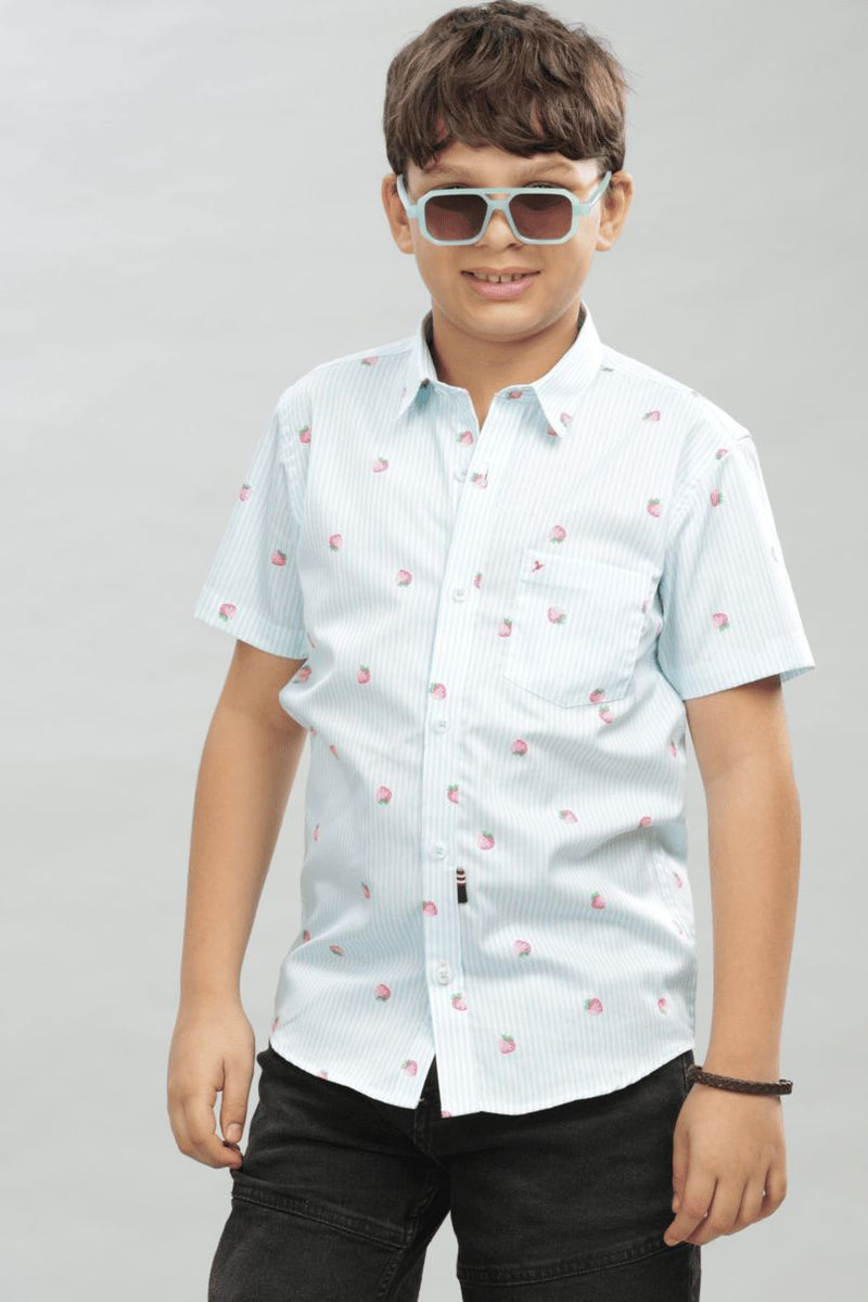 KIDS - Blue Berry Print - Half-Stain Proof Shirt