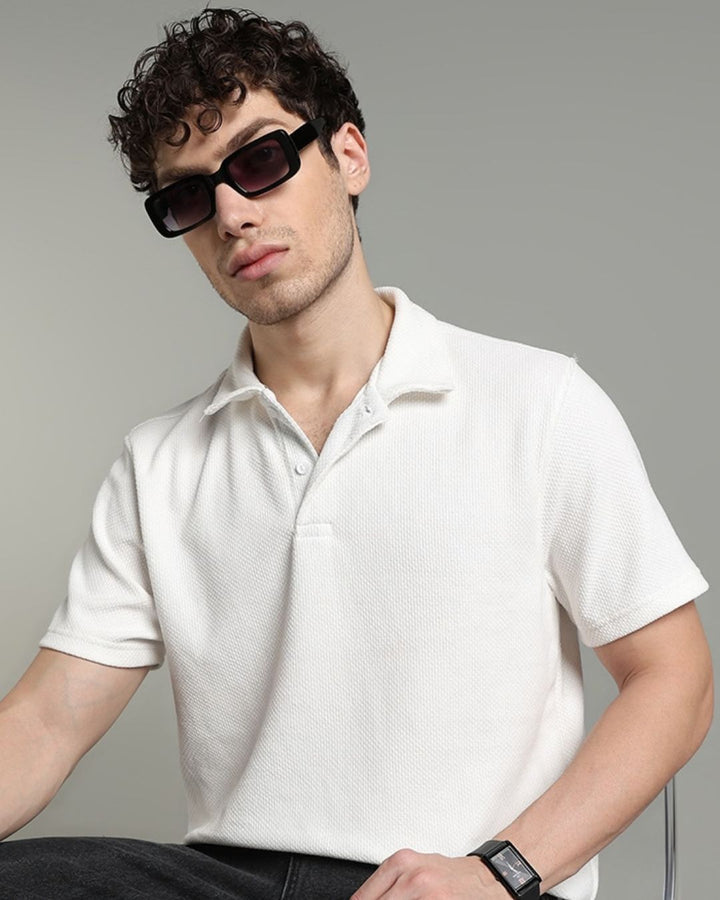 White Pop Textured - Polo Tshirt