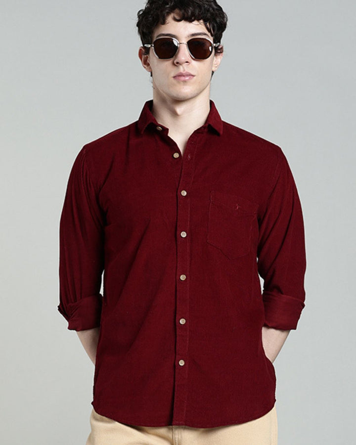 Maroon - Full-Corduroy Shirt