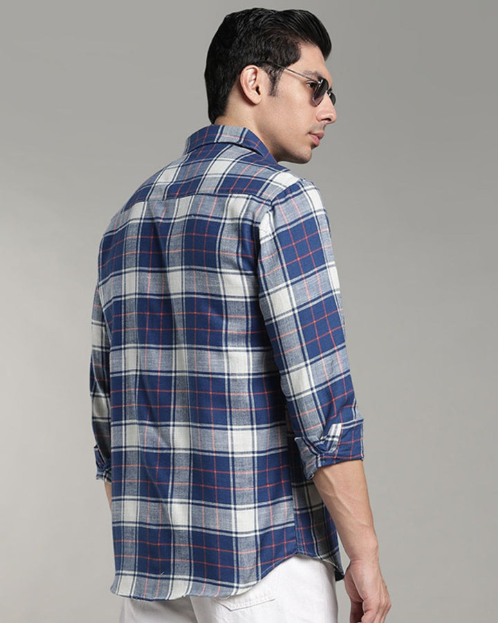 Navy & Orange Line Checks -Full-Stain Proof