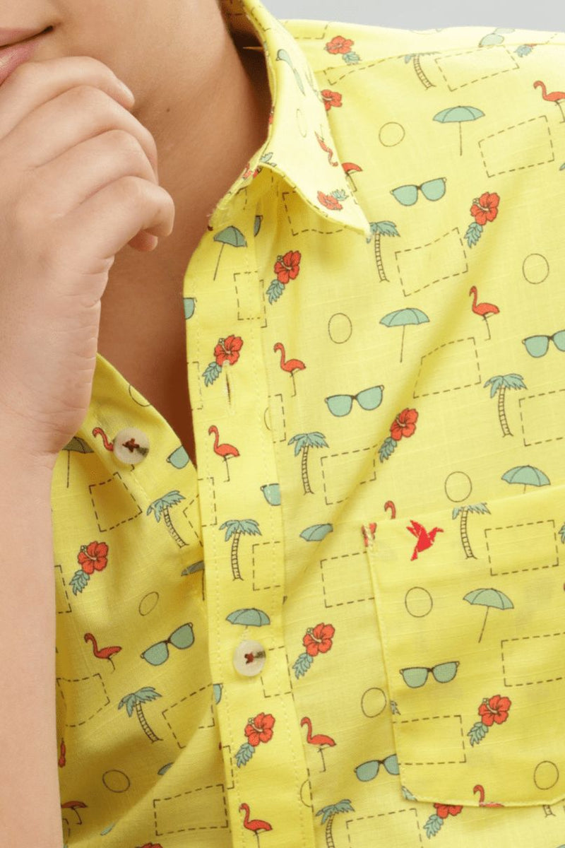 KIDS - Bright Yellow Desert Print - Half-Stain Proof Shirt