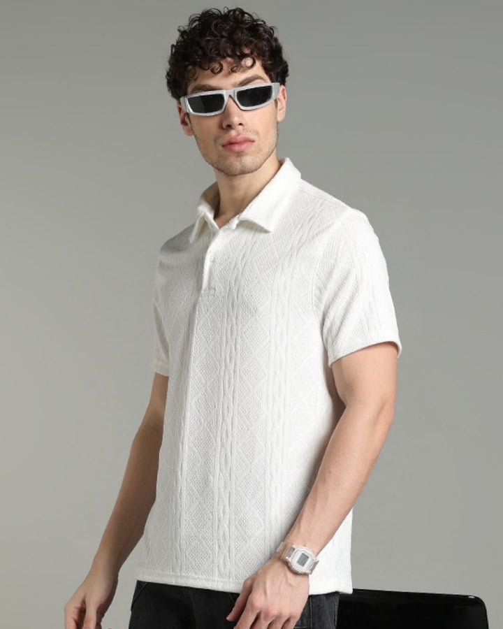 White Infinity Textured - Polo Tshirt