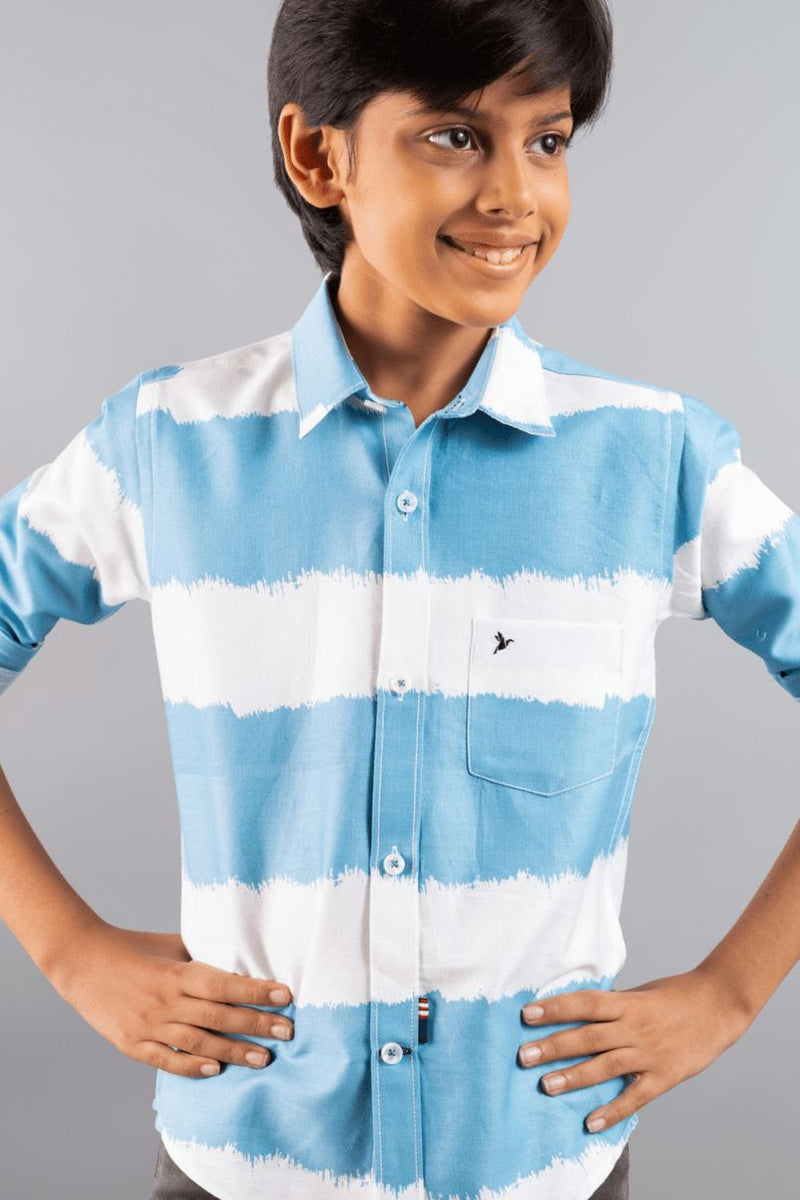 KIDS - Blue and White Stripes-Stain Proof Shirt