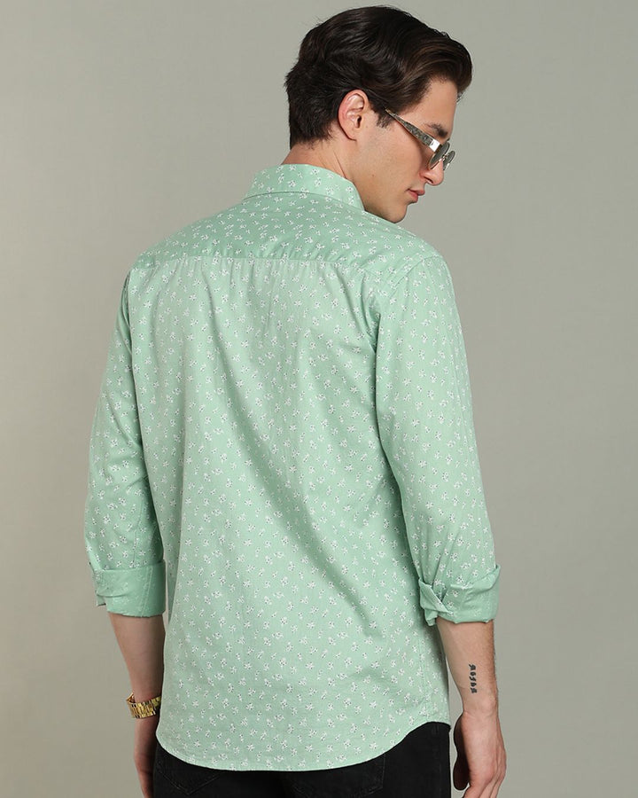Mint Green Flower Print - Full-Stain Proof