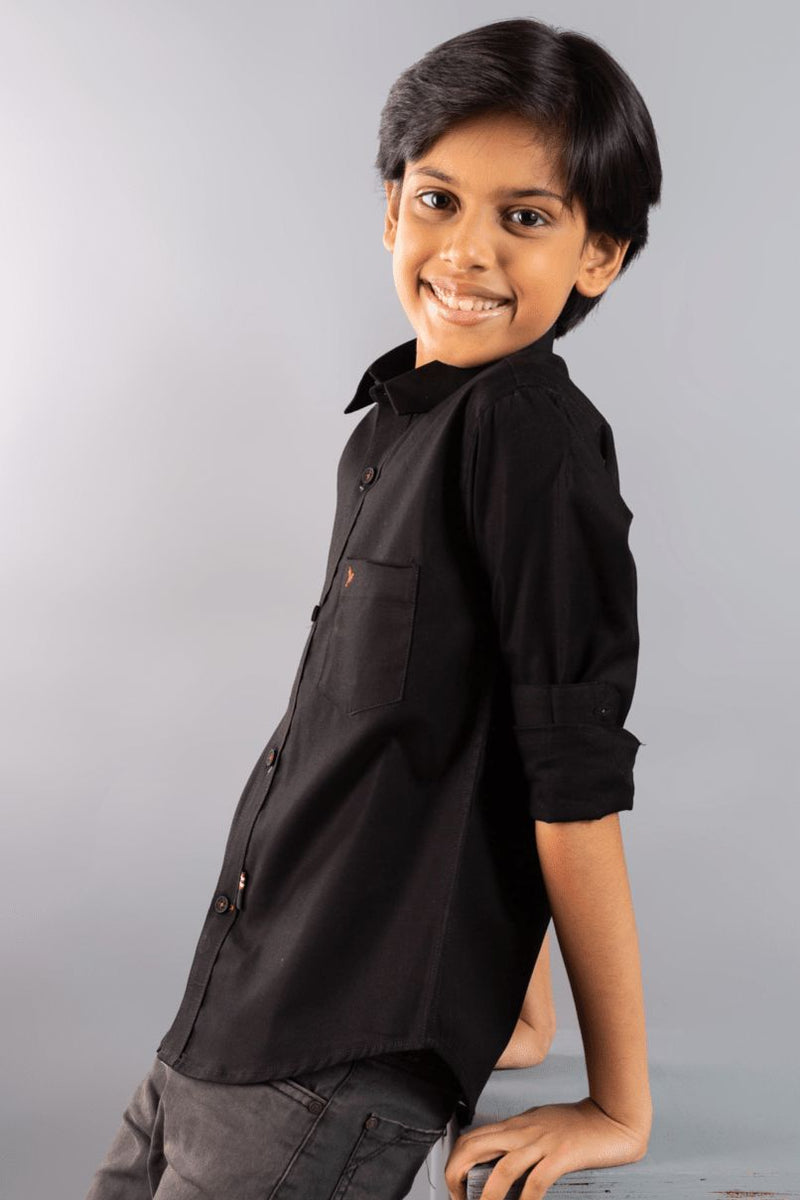 KIDS - Black with Red Solid-Stain Proof Shirt