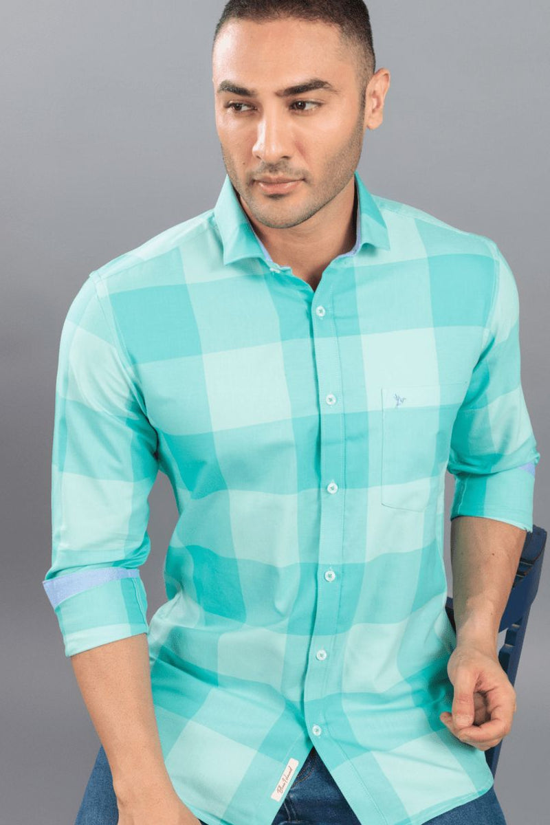 Turquoise Box Checks - Full-Stain Proof