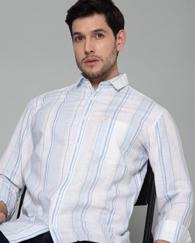 Ice Blue Multi Stripes - Full-Stain Proof