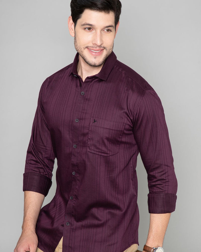 Dark Wine Self Design - Full-Stain Proof