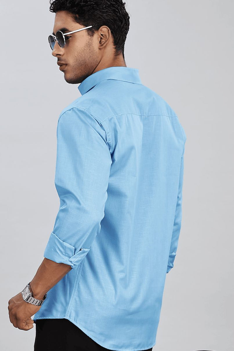 Bright Blue Cotton Linen-Full-Stain Proof