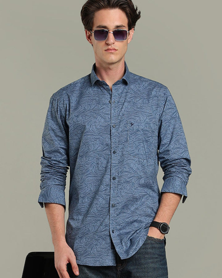 Slate Blue Ocean Print - Full-Stain Proof