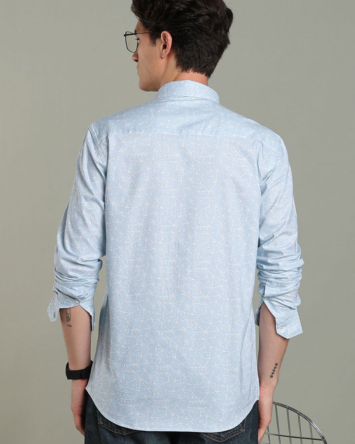 Sky Blue Web Print - Full-Stain Proof