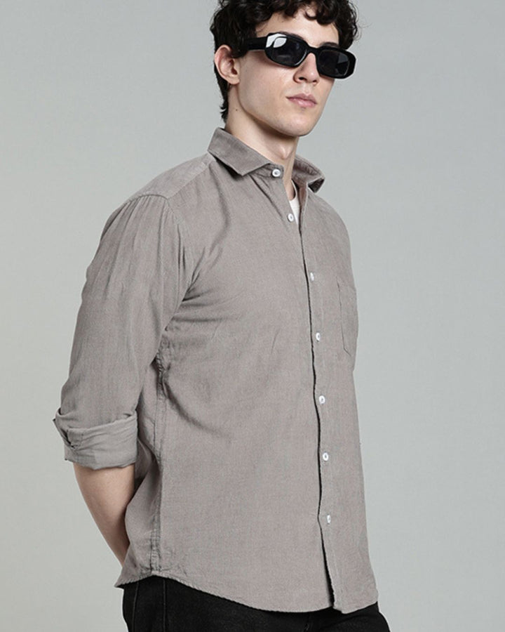 Grey  -Full-Corduroy Shirt