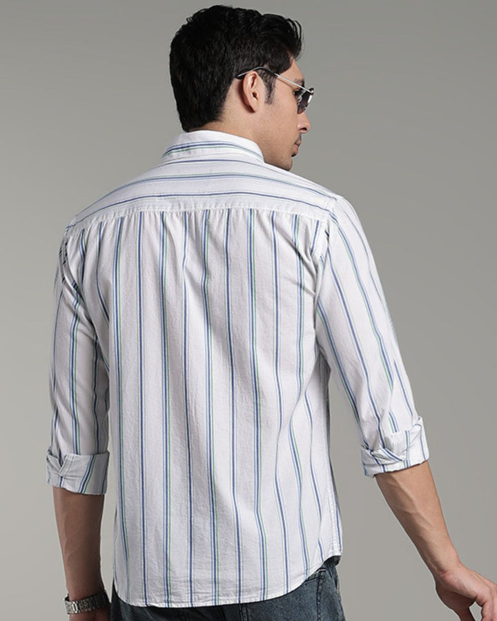 White Triple Colour Stripes - Full-Stain Proof