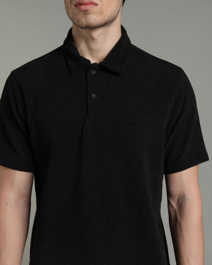 Black Pop Textured - Polo Tshirt