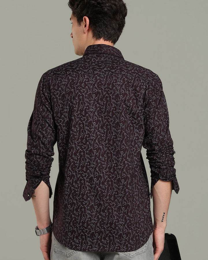 Dark Wine Mesh Print -Full-Stain Proof