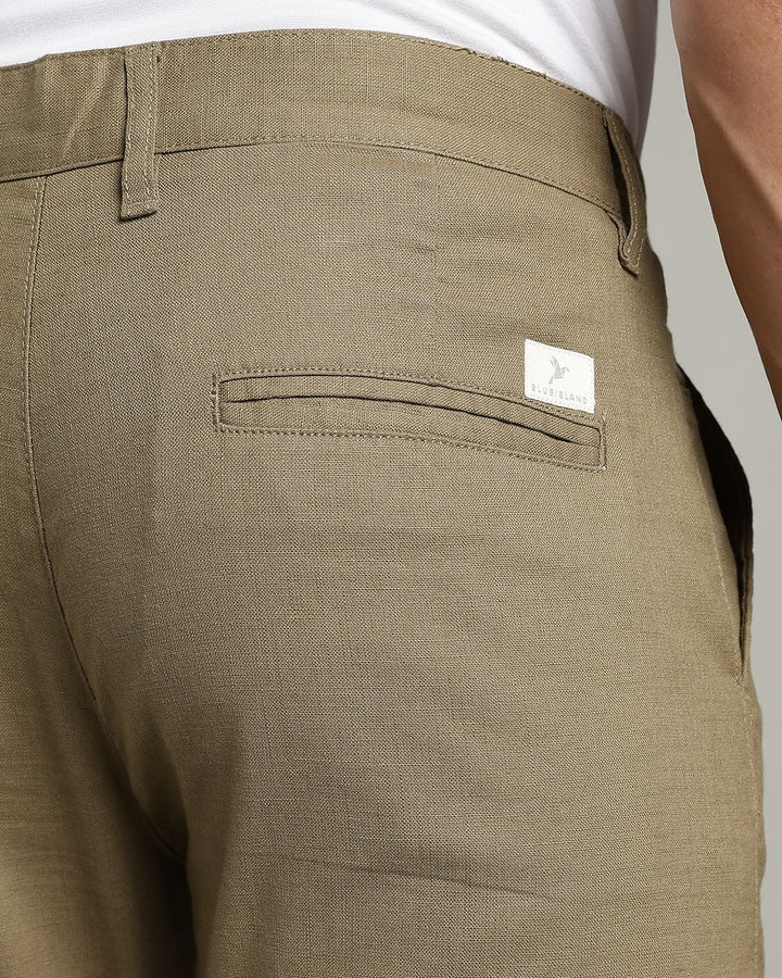 Olive Green - 2 way stretch - COTTON LINEN PANT